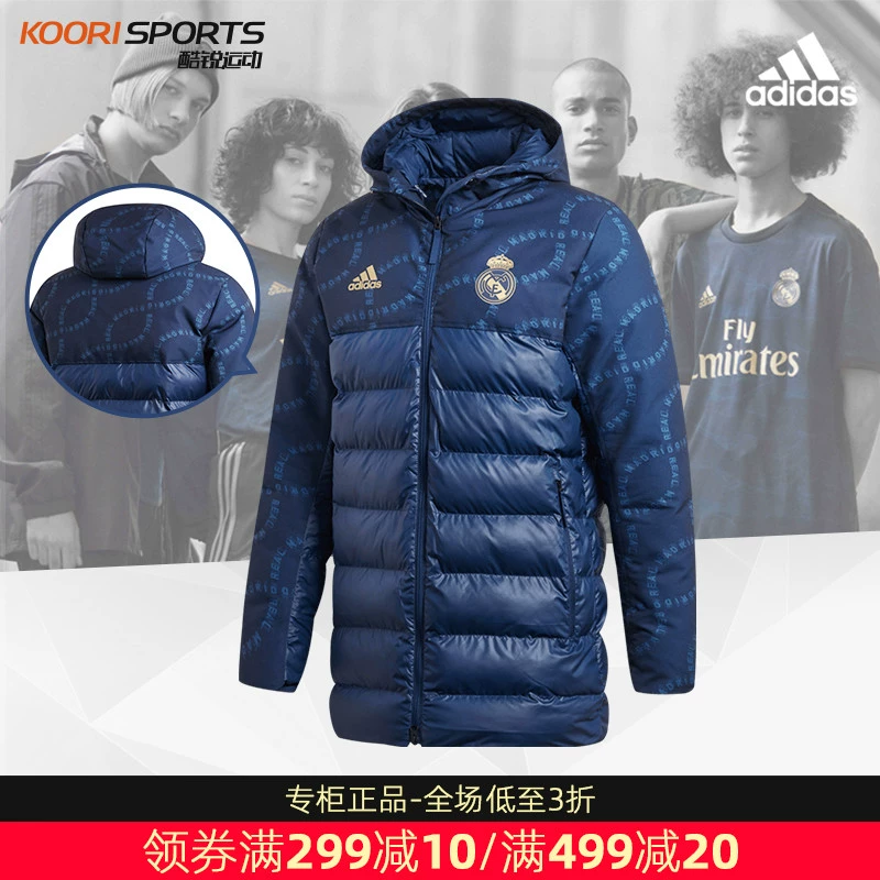 Adidas Adidas Real Madrid 19-20 mùa bóng đá áo khoác bông cotton DX8706 - Quần áo độn bông thể thao