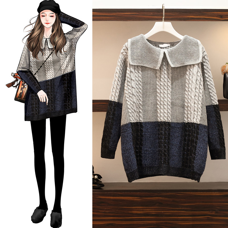 Pregnant woman autumn and winter clothing 2021 large size sizes 200 catty high-end bag core yarn wool coat bump color knit pregnant women's foreign clothes Han