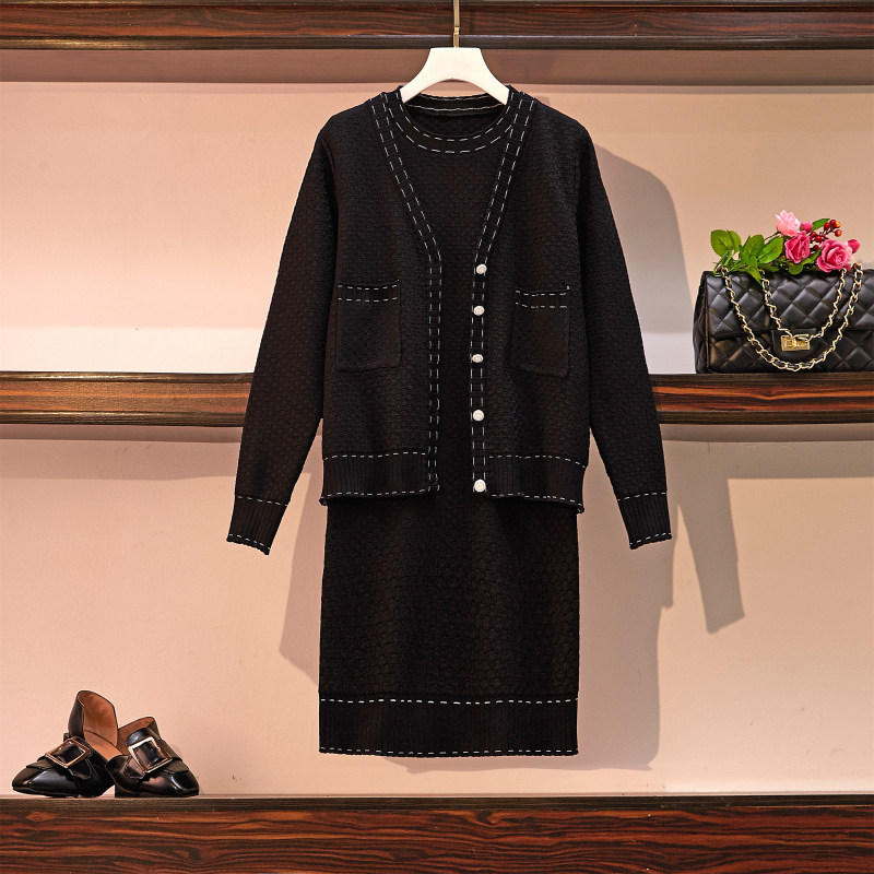 Gestational Maternity 2021 Spring and Autumn Fashion Knitted Cardiovert Jacket Fashion Small Scent Wind Pregnant Woman Foreign Dress Two Style Suits