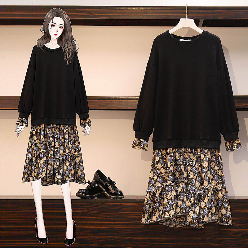 Maternity dress 2023 spring and autumn new lazy wind skirt loose and thin floral splicing bottoming maternity dress