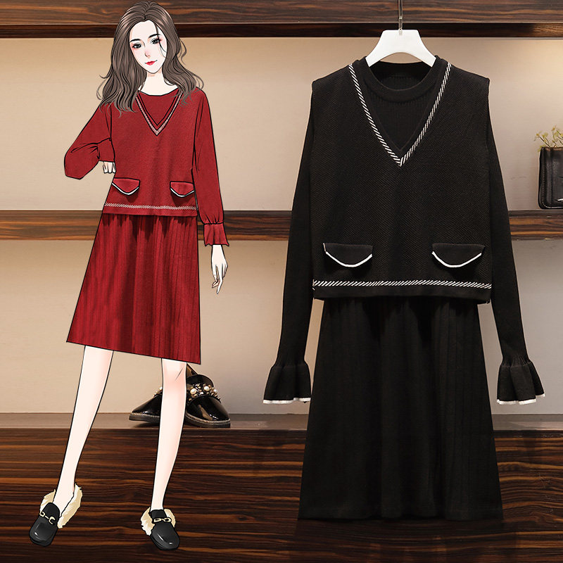 Pregnant women's dress 2021 Fall and Winter Fairy dress is a two - piece suit for pregnant women