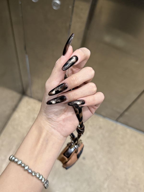 Dark Style Autumn and Winter New Melard Handmade Wearable Nails, Medium-Length Sweet and Cool Spicy Girl Gradient Leopard Print Cat Eye Nail Art Dark Style Autumn and Winter New Melard Handmade Wearable Nails, Medium-Length Sweet and Cool Spicy Girl Gradient Leopard Print Cat Eye Nail Art