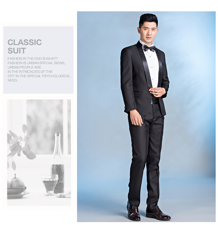 Yêu 99 nam cổ xanh đen Phiên bản Hàn Quốc của bộ đồ chủ nhà trang phục ca sĩ hợp xướng trang phục NZ059 - Suit phù hợp áo vest nam