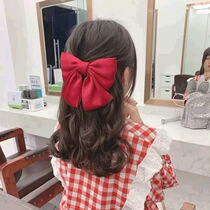 Parent-child bow hairband retro Korean burgundy bow hairpin spring clip headdress female Japanese jk hairpin