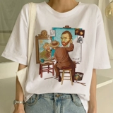Новая внешняя торговля Tide Женская футболка Van Gogh Creative Van Gogh T -Fork Short -