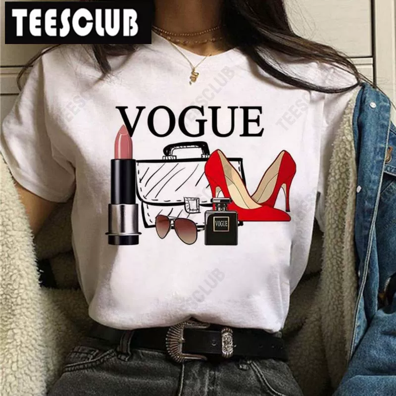 [Vogue Lip T Shirt Женская футболка с ярким принтом губ]