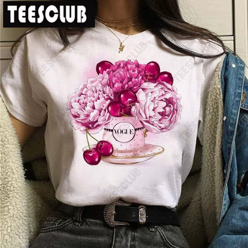 [Vogue Lip T Shirt Женская футболка с ярким принтом губ]