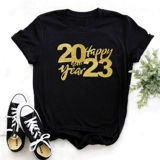 2023 С Новым годом T РУБАРТЫ Новый год счастливого короткого рукава T -Fore Red New Geard Happy Row