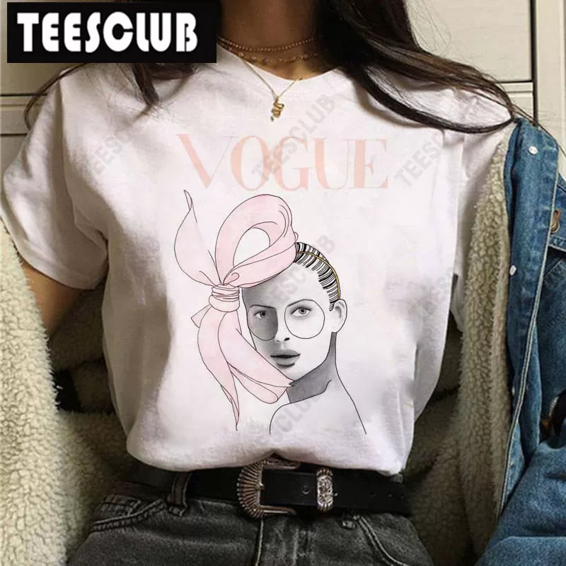 [Vogue Lip T Shirt Женская футболка с ярким принтом губ]