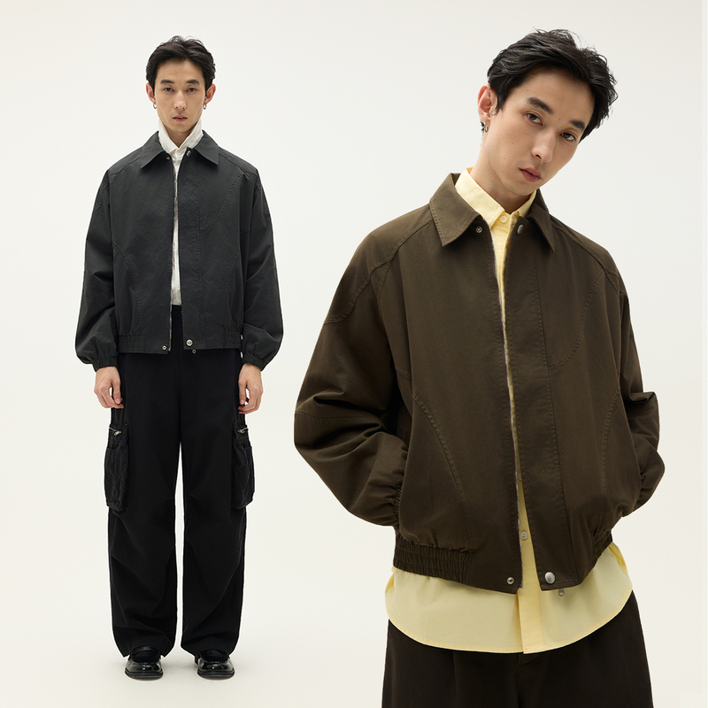Somenum Forest 25Aw'Spliced Shoulder Pads' Old Money Casual Commuter Jacket Unisex Washed Striped Jacket Somenum Forest 25Aw'Spliced Shoulder Pads' Old Money Casual Commuter Jacket Unisex Washed Striped Jacket