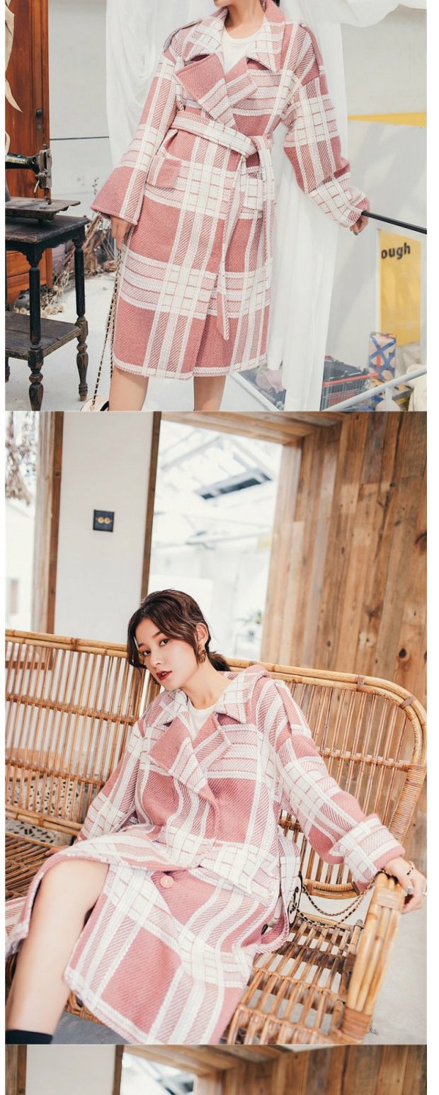 Retro gốc dán phù hợp với cổ áo len áo khoác lỏng lẻo raglan tay áo len len thắt lưng mùa đông áo khoác dạ nữ dáng dài