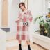 Retro gốc dán phù hợp với cổ áo len áo khoác lỏng lẻo raglan tay áo len len thắt lưng mùa đông áo khoác dạ nữ dáng dài Accentuated eo áo