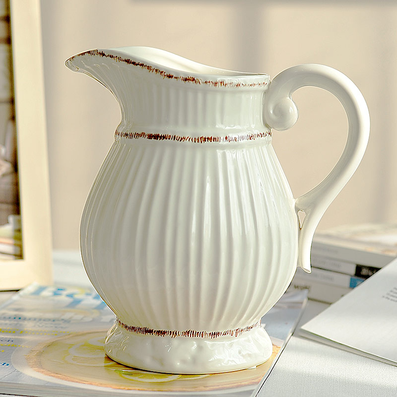 Eurostyle Retro Kettle Style Florist Hand-painted Sketching high-end European Milk Pot Style Ceramic Vase Pendulum decorations