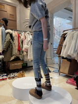 5566 Yesha Europe Station 2021 autumn and winter New European goods wide leg pants foot zipper straight tube plus velvet jeans
