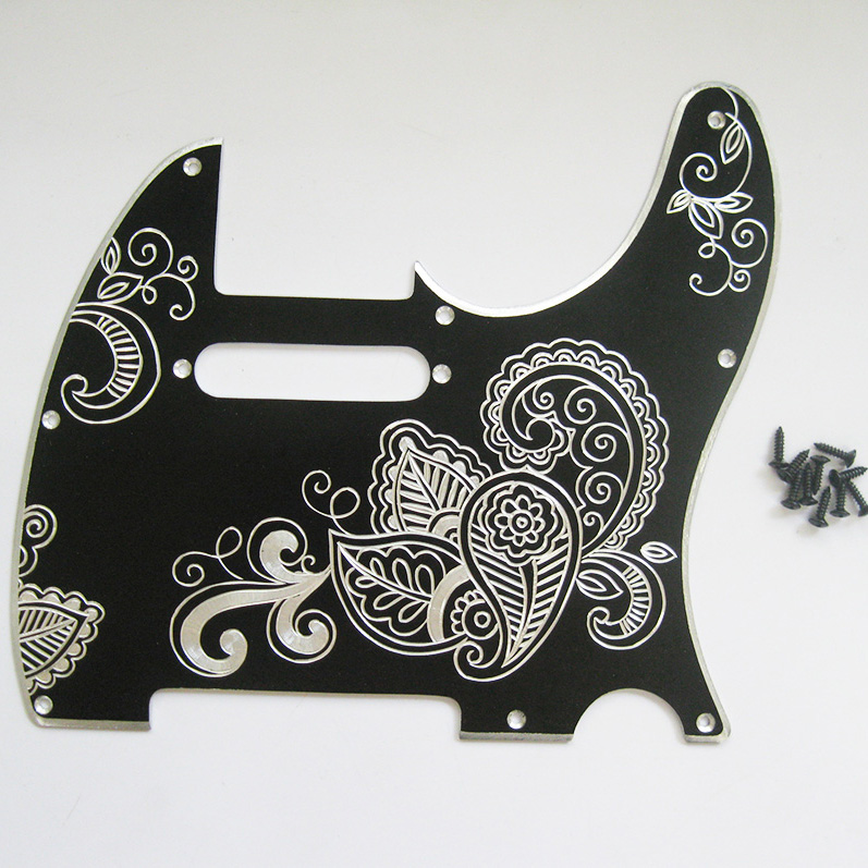 Hand engraving Paisley pattern Paisley aluminium alloy electric guitar tele protection plate customizable tele-AB3