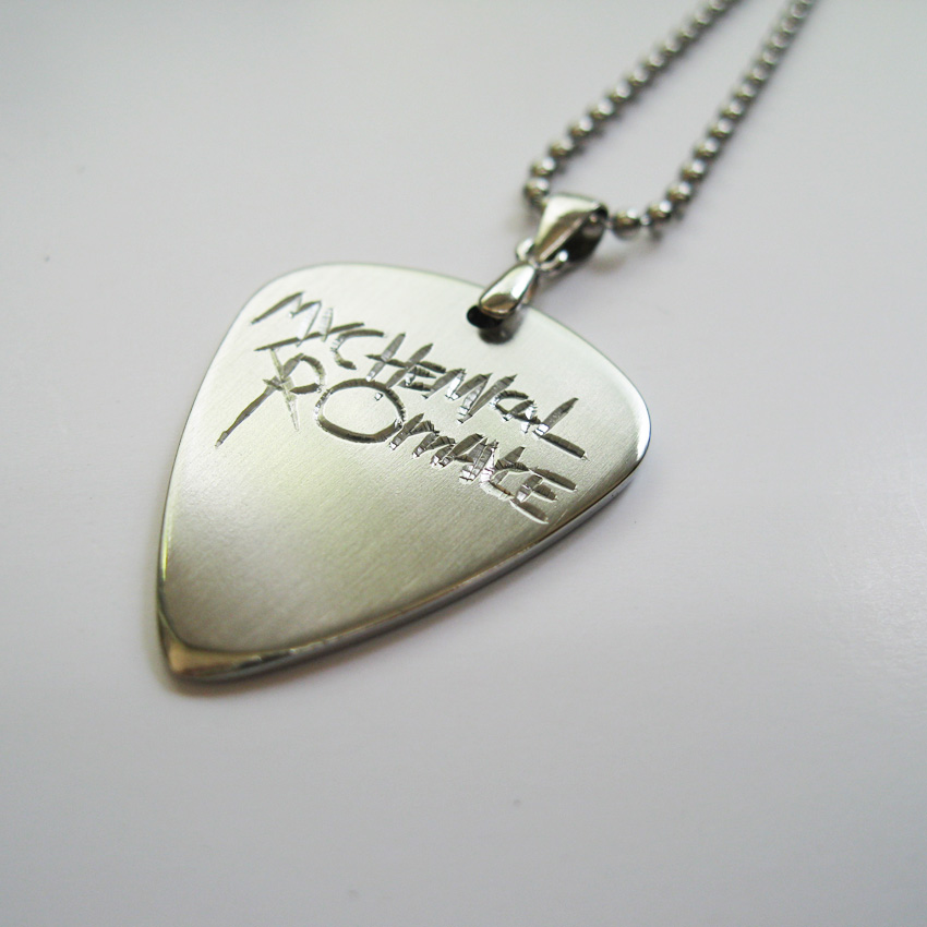 my chemical romance my chemical romance hand-engraved guitar paddle necklace custom