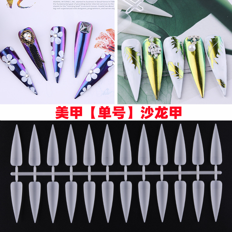 Art Salon Nail Art Display Single-Piece Nail Tips for Beginners to Practice Pattern Making and Competition Use Pointed Fake Nails