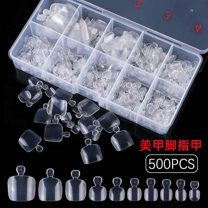 Toe Nail Patches for Nail Salons, Transparent Fake Nails for Pedicure, 500 Pieces in a Box, Short Style, Full Coverage Toenail Patches, Free Shipping Toe Nail Patches for Nail Salons, Transparent Fake Nails for Pedicure, 500 Pieces in a Box, Short Style, Full Coverage Toenail Patches, Free Shipping