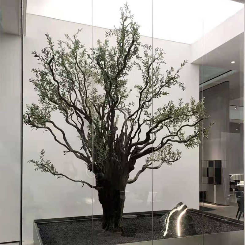 Sen space simulation green plants can be customized to decorate large landscape landscaping olive tree retro fake tree indoor porch decoration
