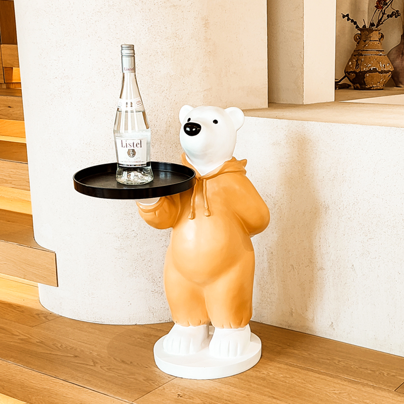 Mori space entrance study cute violent bear living room simple decoration animal floor tray decoration resin decoration