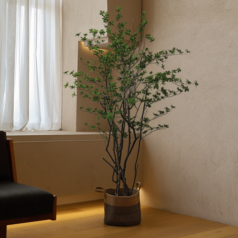 Sen space simulation green plant floor-to-ceiling bonsai bonsai indoor Nordic decoration decoration large fake tree hanging clock can be customized