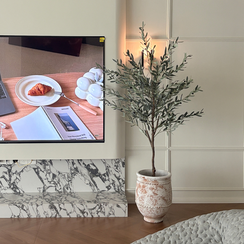 Artificial Olive Tree, Realistic Green Plant, High-End Realistic Living Room Luxury Floor-Standing Fake Plant Landscape Decoration Artificial Olive Tree, Realistic Green Plant, High-End Realistic Living Room Luxury Floor-Standing Fake Plant Landscape Decoration