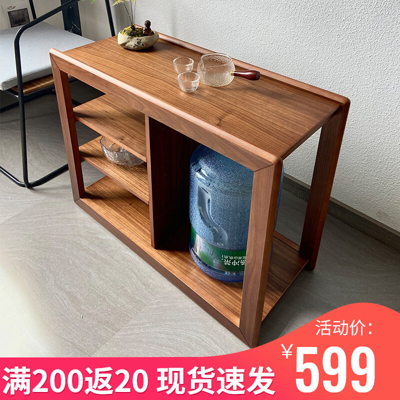 Solid wood Nordic small side several living room corner several layers of storage containing layer shelf mobile with wheel narrow long mesh red kung fu tea table