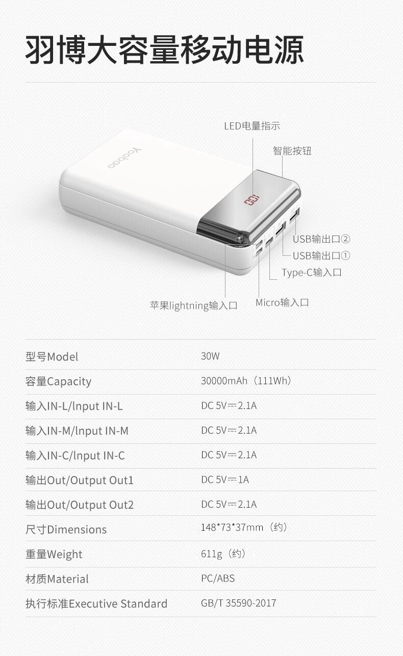 Yu Bo sạc kho báu 30.000 mA m hai chiều nhanh sạc công suất Wanda pd3 compact Huawei kê chính hãng máy tính xách tay ban đầu số lượng đáng kể phí Flash ba mươi nghìn mah điện thoại điện thoại di động điện thoại di động của Apple cụ thể - Ngân hàng điện thoại di động sạc dự phòng power bank 10000mah