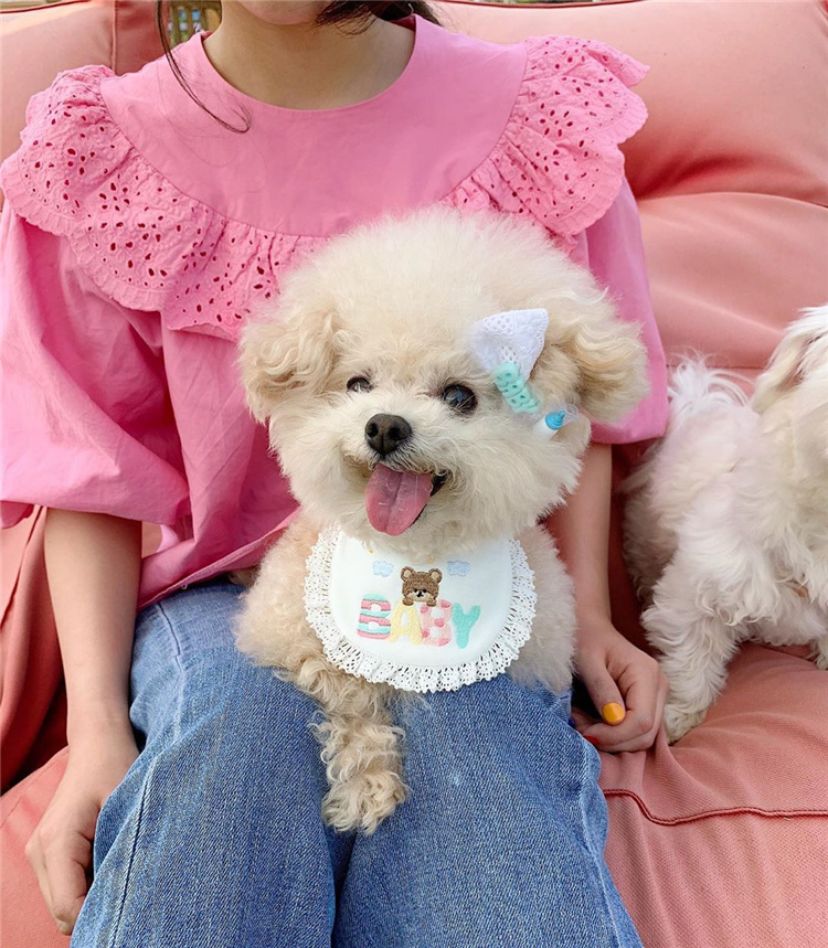 Korean cute BABY small bear embroidery pooch bib Pet Cat Saliva with Bear Teddy Bou Mei Scarf-Taobao