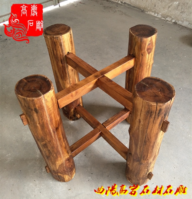 Old stone grinding wooden shelf old stone groove wooden frame anti-corrosion wood grinding plate wooden bracket custom stone grinding wooden frame supporting stone basin fish tank