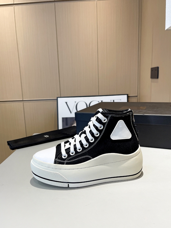 23 New Model R13 Thick-Soled Height-Increasing Color-Block Canvas Shoes for Women, Niche Splash-Ink Retro High-Top Inner Height-Increasing White Shoes