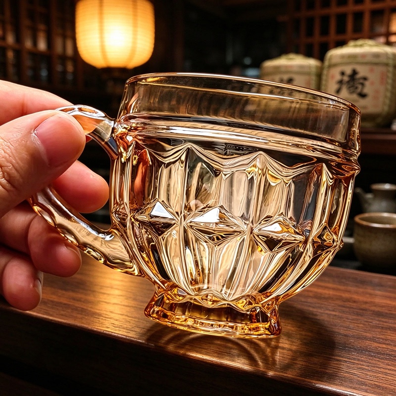 Crystal Glass Water Cup Small Tea Cup Household Tray Tea Set High-End Light Luxury Amber Color 2026 New Model