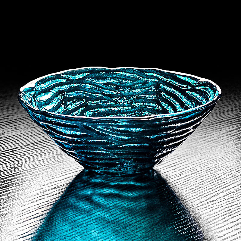 Blue Crystal Glass Bowl Fruit Plate Salad Bowl Blue Household Colorful Black High Aesthetic Value High-End Transparent Blue Crystal Glass Bowl Fruit Plate Salad Bowl Blue Household Colorful Black High Aesthetic Value High-End Transparent