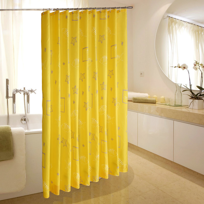 Yellow Decorative Hanging Cloth Shower Curtain Bathroom Water-Blocking Bath Curtain Bedroom Curtain Polyester Fabric Cabinet Door Cover Curtain
