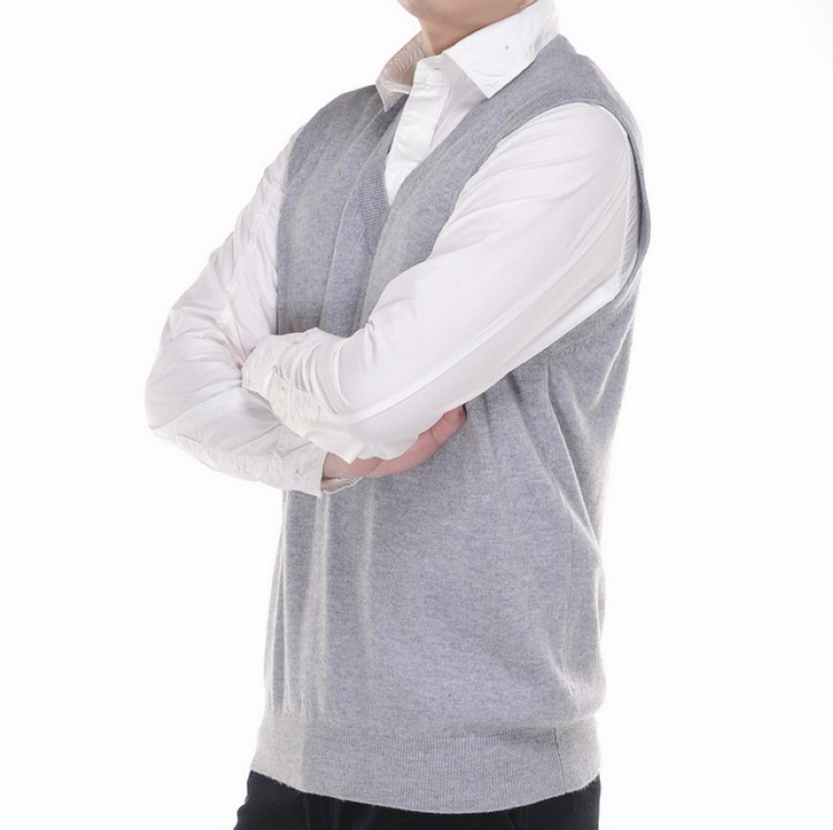 Mùa xuân và mùa thu trung niên mỏng vest nam mở áo len cha cashmere vest len ​​áo len vest áo len kích thước lớn