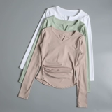 Сексуальный элитный быстросохнущий лонгслив для спортзала, дышащая спортивная футболка, комплект, V-образный вырез, в обтяжку, по фигуре, для бега