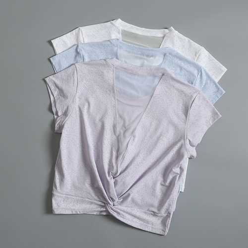 Летняя сексуальная спортивная быстросохнущая футболка для спортзала для йоги, свободный крой, красивая спина, для бега, короткий рукав, популярно в интернете