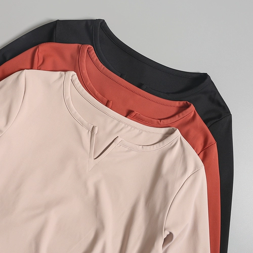 Сексуальный элитный быстросохнущий лонгслив для спортзала, дышащая спортивная футболка, одежда для йоги, комплект, V-образный вырез, в обтяжку, по фигуре, для бега