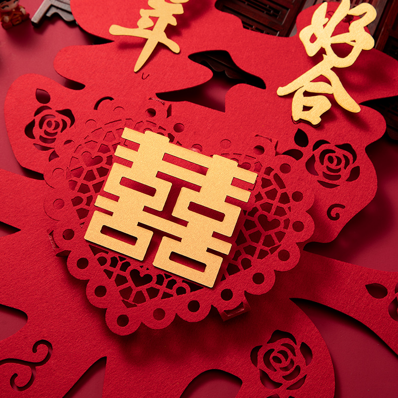 Happy words and creative unwoven fabrics Cubism Happy Words Wedding New House Festive Stickers Wedding house Decorative Wedding accessories Grand full