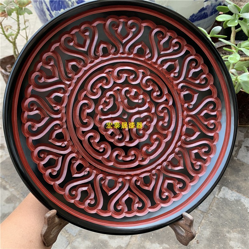 Handmade cloud carving technique pendulum disc boutique lacquerware pendulum piece Joe moved to Lilly Garden figure Gift