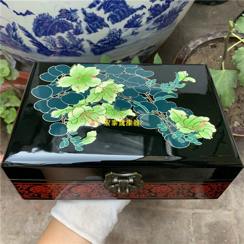 Shanxi Pingyao Push Light Lacquerware Jewelry Box Wedding Birthday Gift Chinese Classical Picture A Hundred Years Good Match