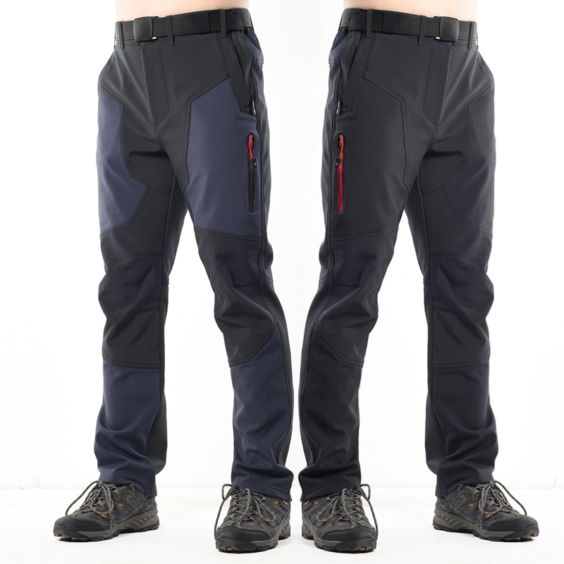Winter outdoor punching pants for men Garnished thickened Warm Hiking hiking Climbing Pants Windproof waterproof large size Soft case pants