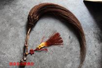 Dust natural brown hair dust handmade brown silk Taoism Tai Chi dust ponytail Jingwen Buddhism