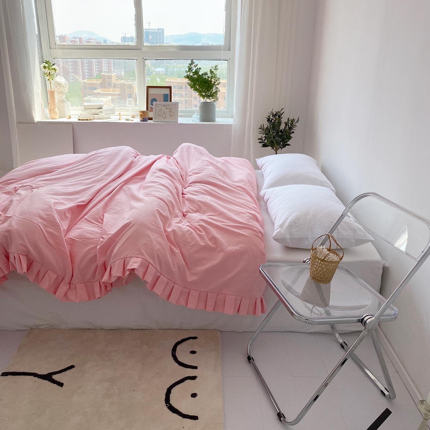 Ice cream 3-color light girl bedding Korean style cotton quilt cover washed cotton solid color quilt cover sheet can be customized