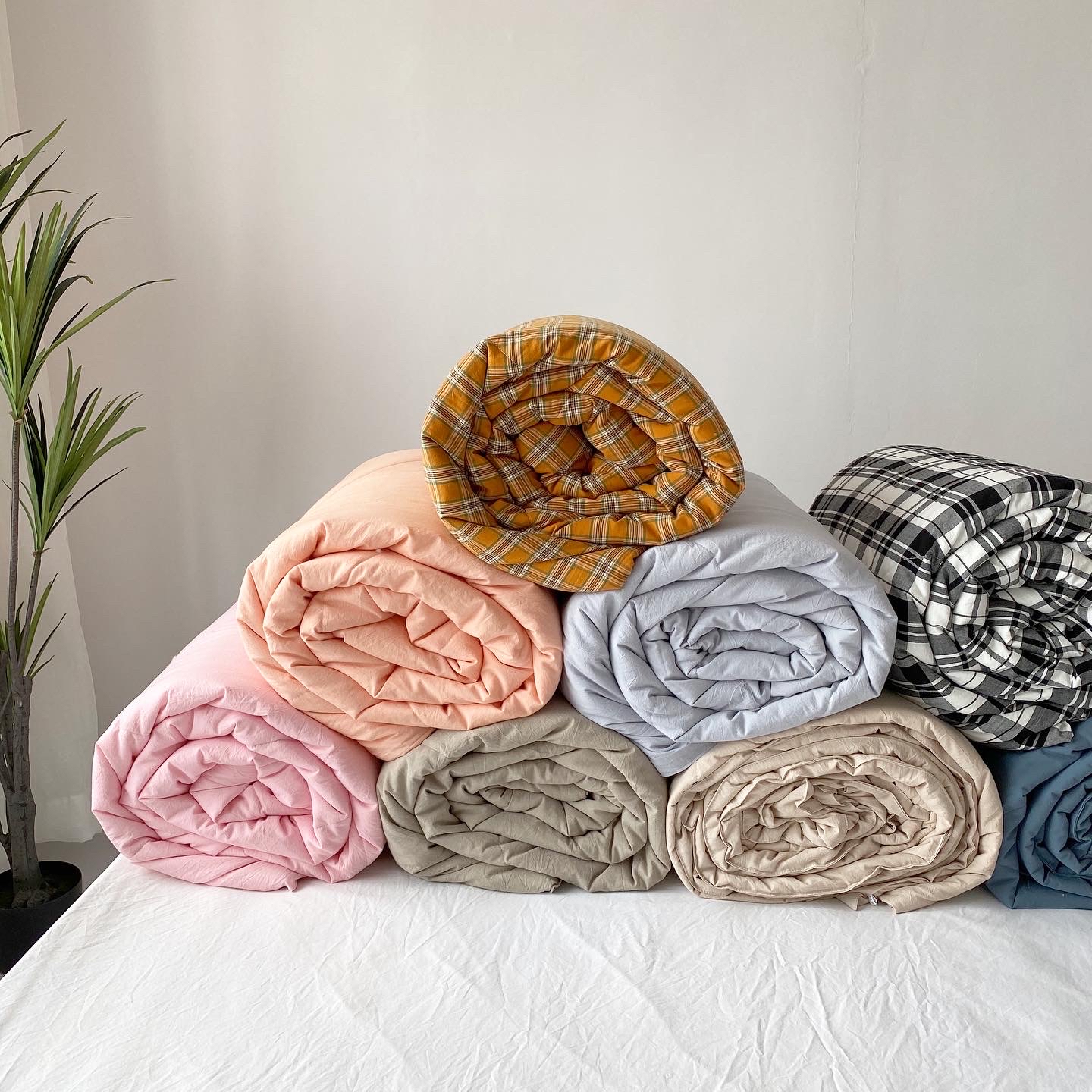 Summer is better than washed cotton summer cool by full cotton air conditioning cold air thin cover by Japanese style pure color plaid single double