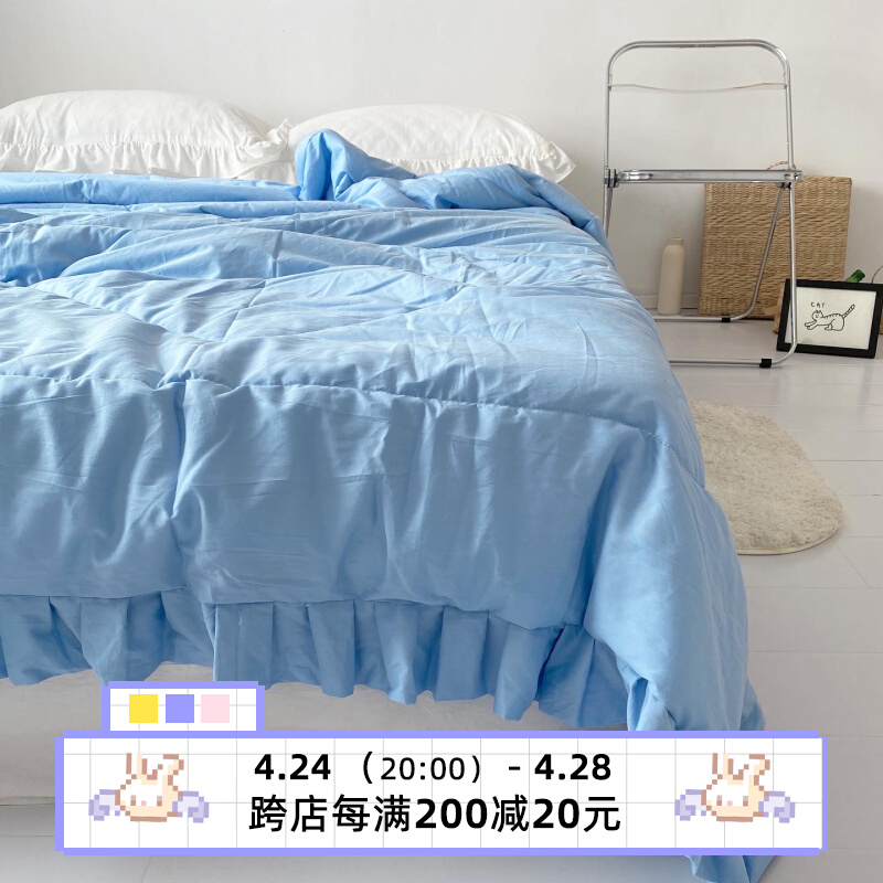 baby Baby Bay Blue Spring and Summer pure cotton water wash cool with hand lace air conditioning thin cover single double