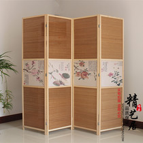  Screen partition Living room simple solid wood Chinese style mobile folding dining room partition pastoral office modern semi-transparent folding screen