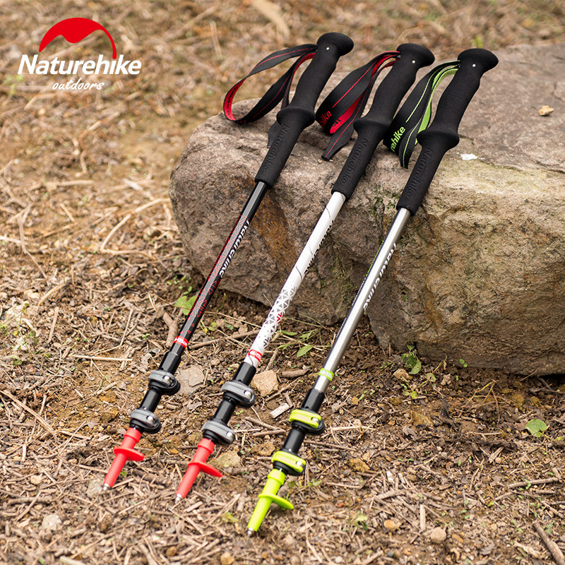 nh Norwegian Climbing Stick Climb Mountain Stick Carbon Outer Lock Super Light Super Short Telescopic Carbon Drills male and female outdoor hiking cane