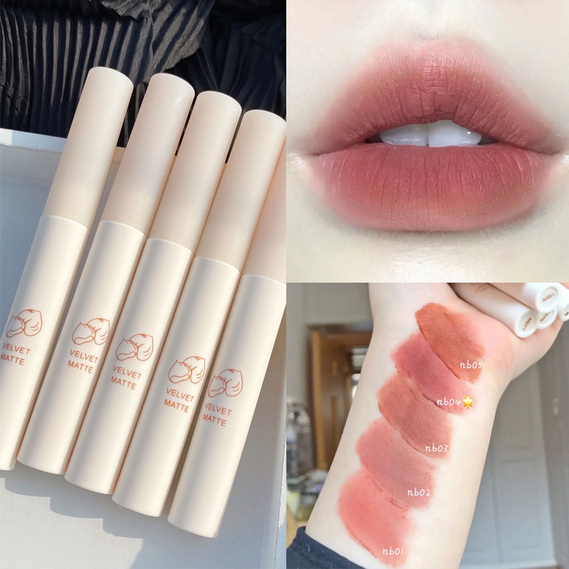 HERORANGE milk tea chestnut lip mud female student matte velvet matte lipstick plain white nude lip glaze