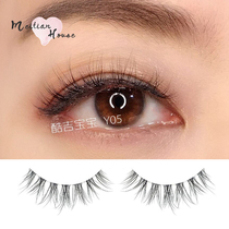 False eyelashes 4D natural dense simulation European and American curl cross slim transparent upper eyelash three pairs